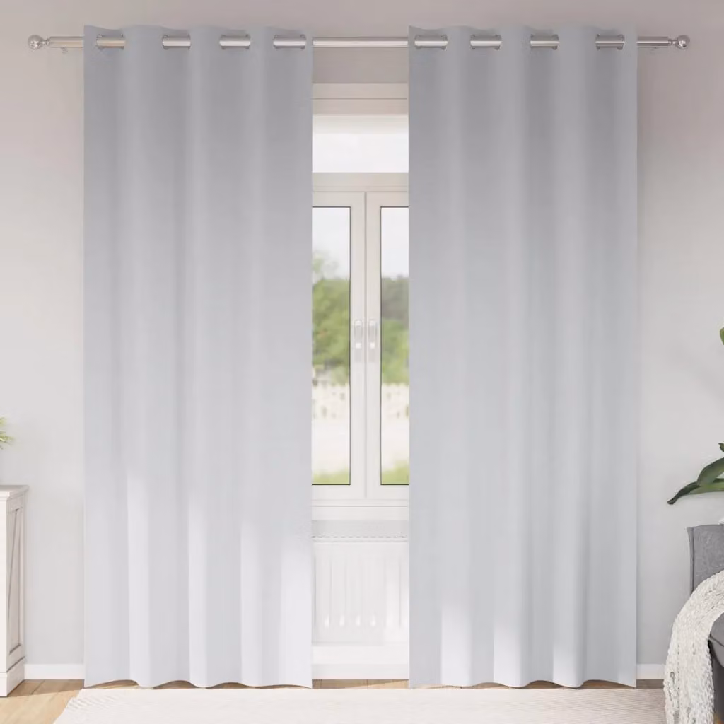 Set di 2 tende blackout vidaXL con anelli in poliestere, Grigio, H: 225 cm x L: 140 cm