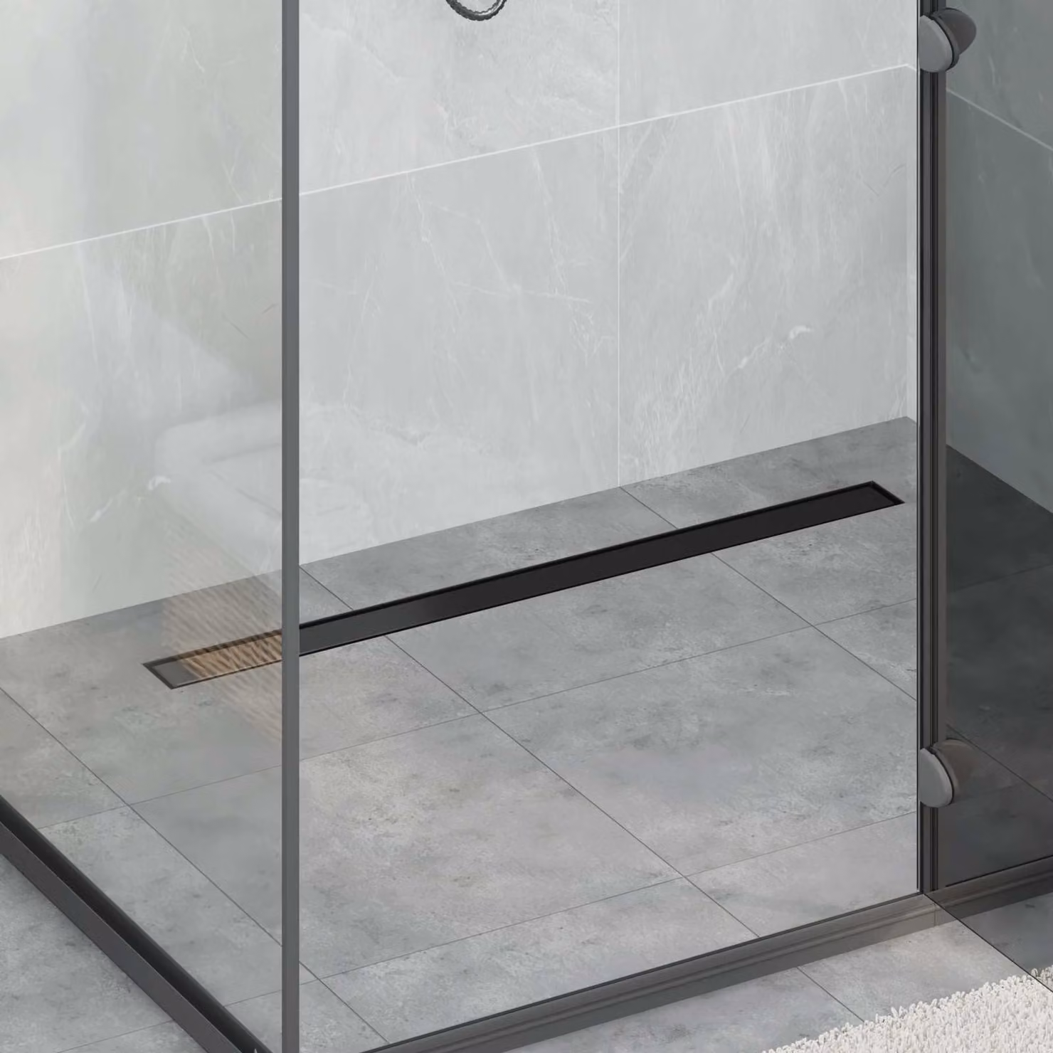 vidaXL Drenaggio doccia 2 in 1 in Acciaio Inox 304 Nero Lunghezza: 100 cm