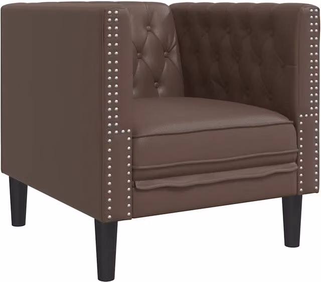 Poltrona Relax Chesterfield in Similpelle Marrone con Braccioli – 1