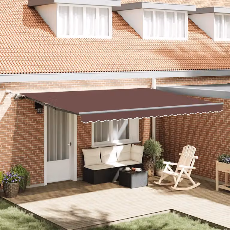 Tenda da Sole Retrattile Automatica con LED vidaXL, Colore Bordò, L: 450 cm x P: 300 cm