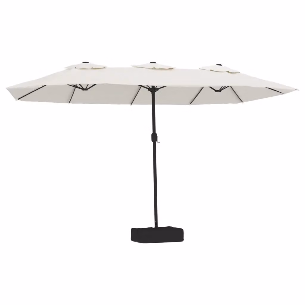 Ombrellone a Doppia Testa con LED vidaXL Bianco Sabbia L: 449 cm, P: 265 cm, H: 245 cm – 2