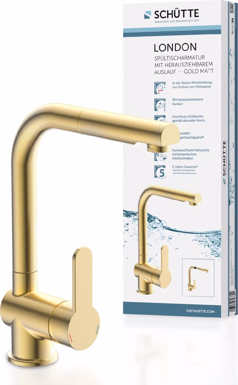 SCHÜTTE LONDON Miscelatore da cucina con doccetta estraibile, rubinetto da cucina