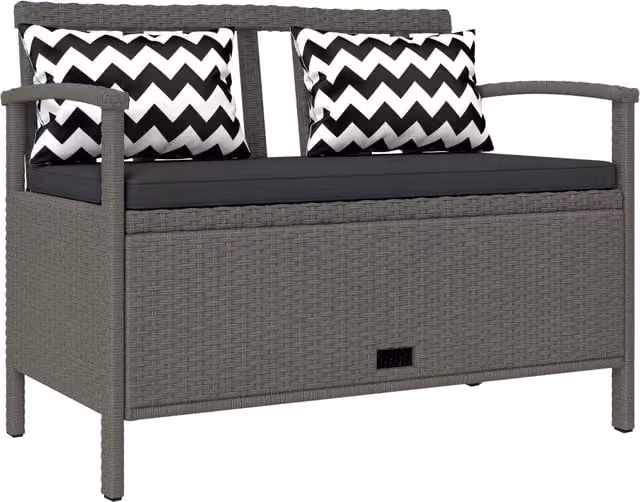 Banca da giardino con contenitore 2 posti ¨C zephmum ¨C 160L rotin PE grigio 112x62x82 cm