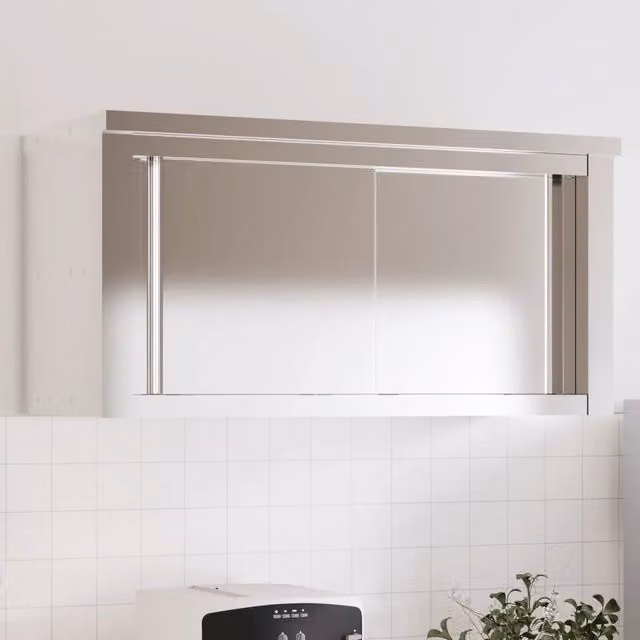 Mobile da parete vidaXL per cucina e soggiorno con ante scorrevoli in metallo argento lucido L/P/H: 92 x 40 x 46 cm