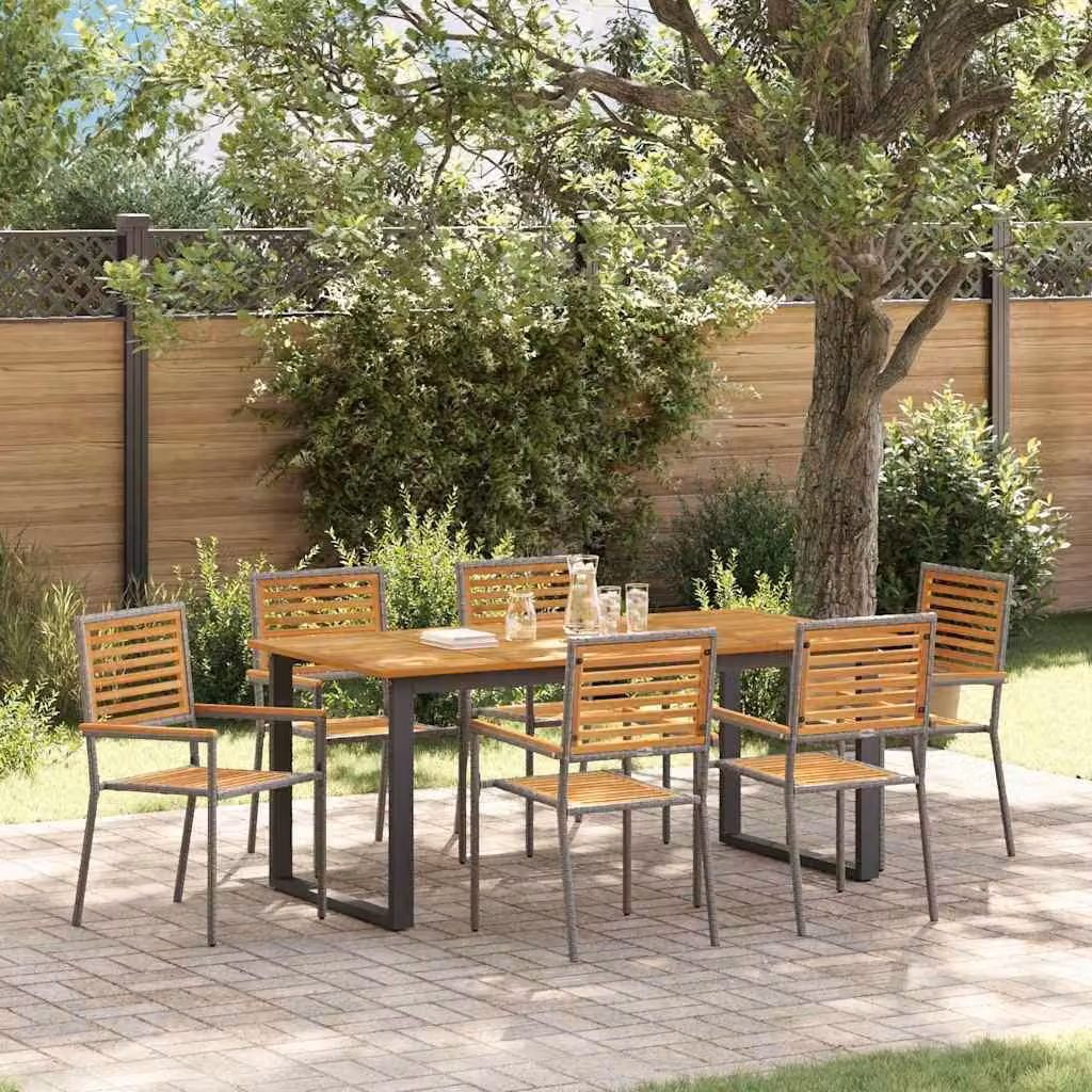 Maison Exclusive - Set da pranzo per esterno, 7 pezzi, legno massello di acacia, colore grigio