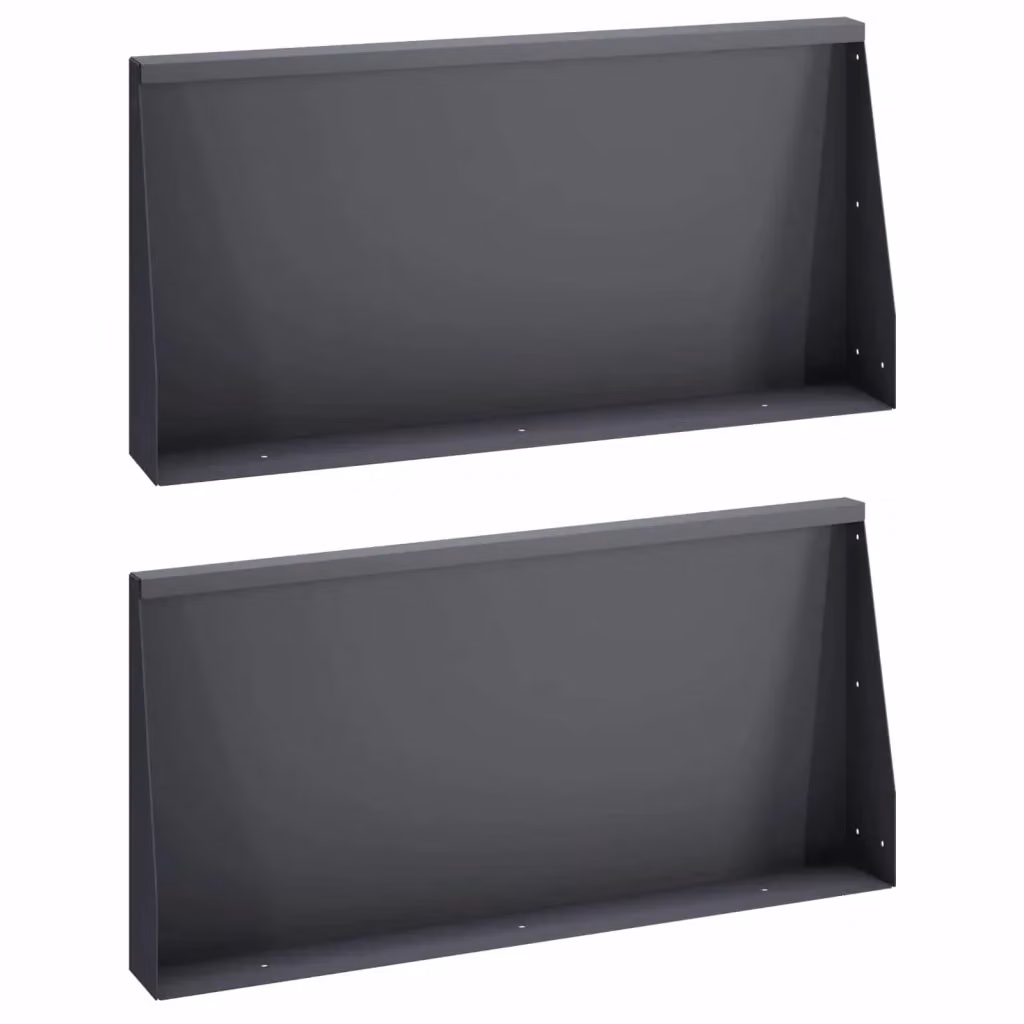Set di 2 muri di contenimento e aiuole rialzate vidaXL in acciaio color antracite L: 80 cm, P: 12 cm, H: 50 cm – 2