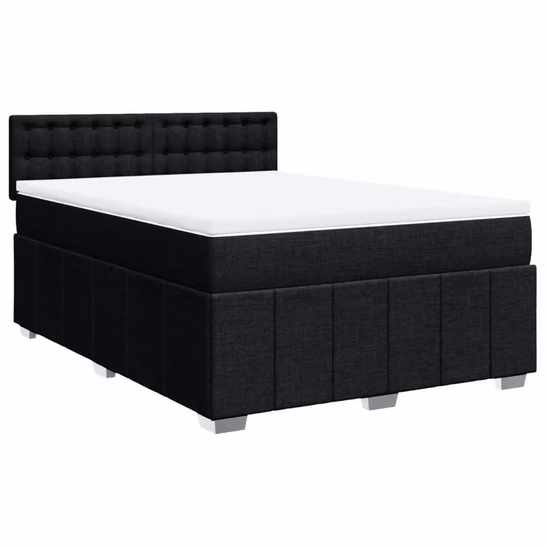 Giroletto a Molle con Materasso Nero 160x200 cm in Tessuto