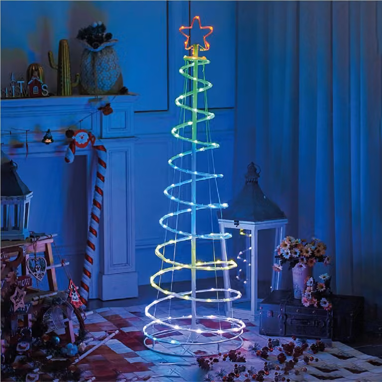 Albero di Natale a LED, altezza 1,5 metri, con Bluetooth, 24 funzioni RGB, grado di protezione IP44