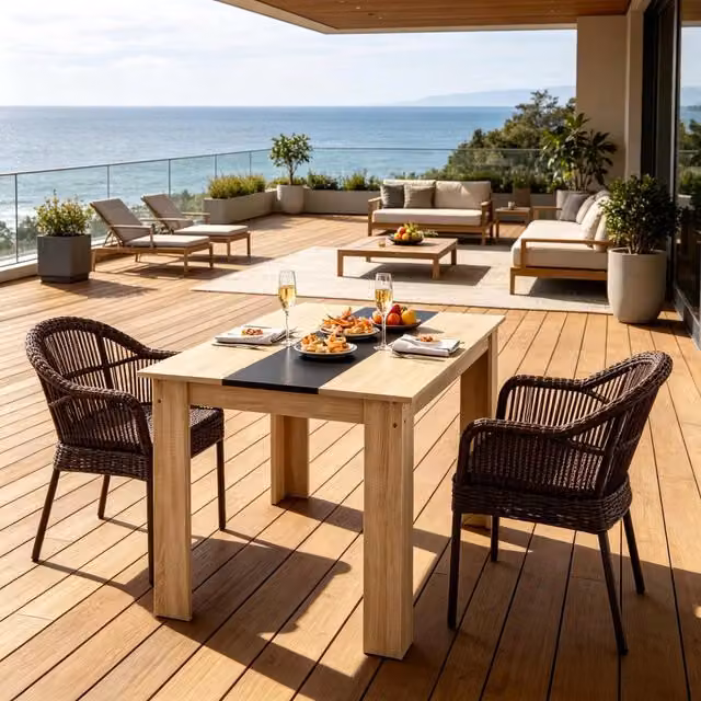 Tavolo da pranzo moderno rettangolare WISHDOR in MDF, L: 120 cm, P: 69 cm, H: 75 cm, colore marrone e nero