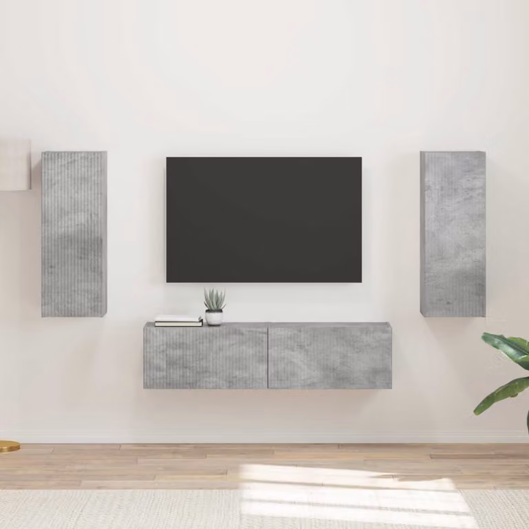 Set di 2 mobili TV moderni vidaXL in legno MDF e grigio cemento per soggiorno