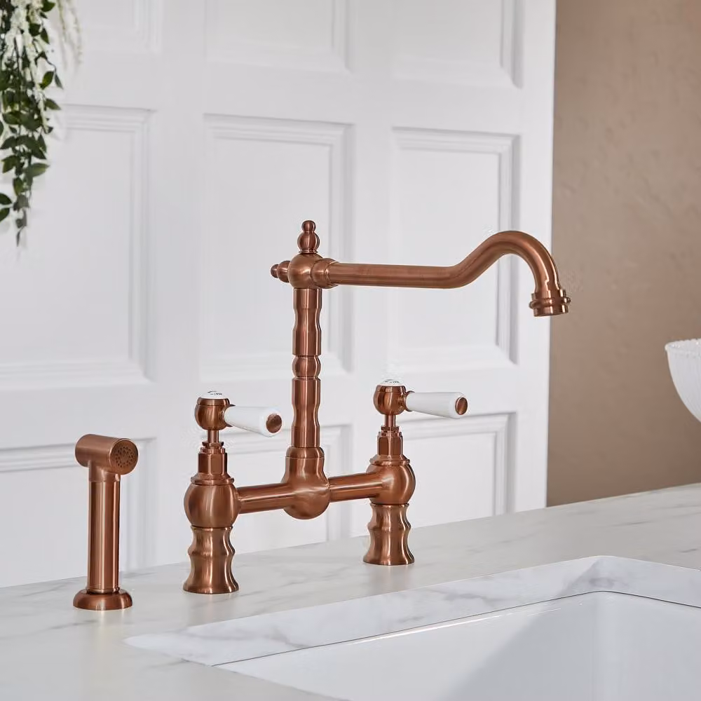 Miscelatore Classico da Cucina a Ponte con Spray Estraibile - Rame Satinato