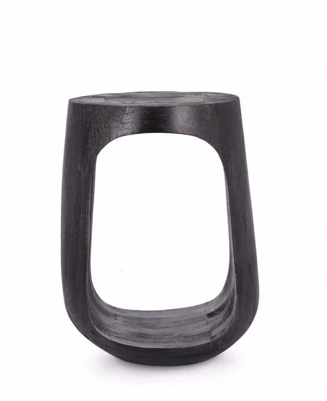 Tavolino rotondo moderno GIORDANOSHOP in legno di mango nero Ø 33 cm x H 45 cm – 2