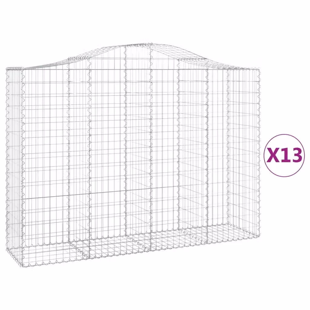 Set di 13 Cesti Gabbioni ad Arco vidaXL in Acciaio Zincato Argento L: 200 cm, P: 50 cm, H: 140/160 cm – 2