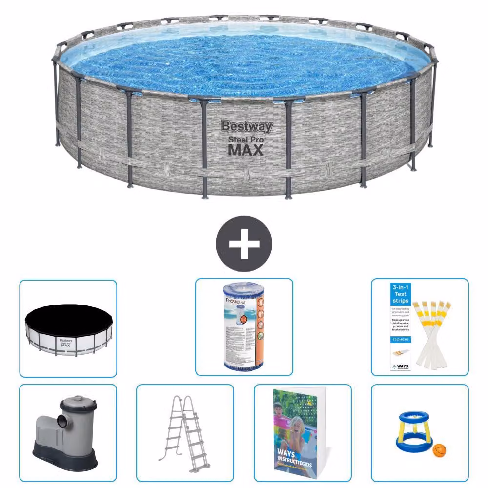 Piscina gonfiabile Bestway Steel Pro MAX, rotonda, 549x122 cm, composta da 6 parti, modello S541