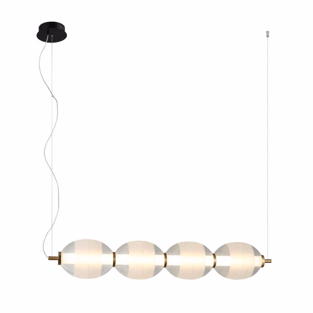 Lampada a sospensione decorativa per sala da pranzo sopra il tavolo in bianco e nero a righe orizzontali con paralume in vetro colore caldo LED 29W RINOT Italux