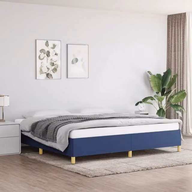 Giroletto vidaXL in tessuto blu con struttura a doghe in legno 200x200 cm – 1