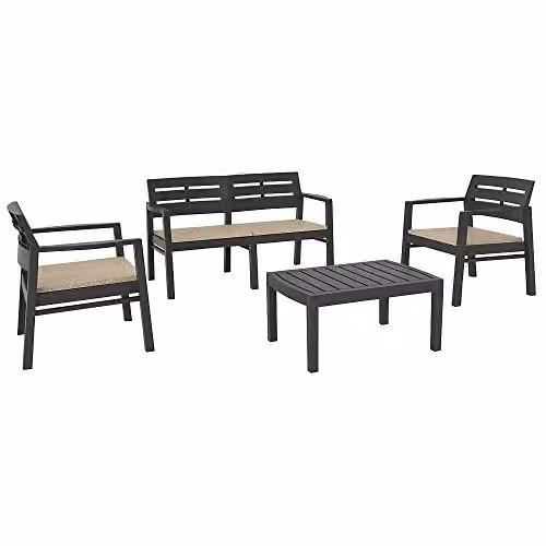 Ipae Progarden Set Arredo Giardino Java - Antracite - Con Cuscini