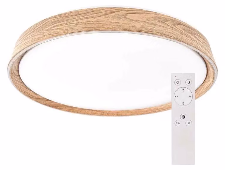 EMOS Lampada a soffitto a LED, 30W, dimmerabile, con possibilità di scegliere la tonalità della luce, forma circolare, finitura effetto legno, modello ZM5160