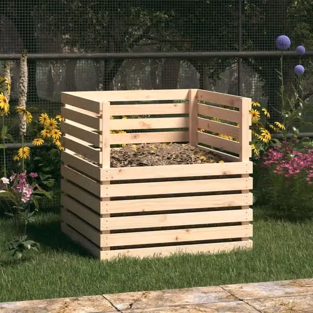 Compostiera vidaXL in legno massello di pino beige L/P/H: 80 x 80 x 78 cm