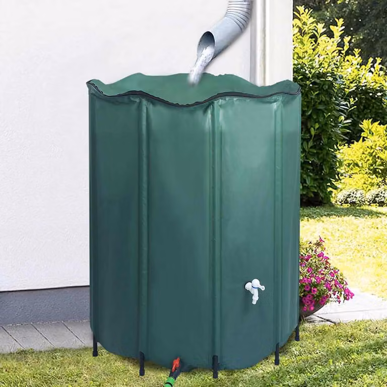 vidaXL Serbatoio per Acqua Piovana Pieghevole in PVC con Filtro e Rubinetto, Verde, 1000 l