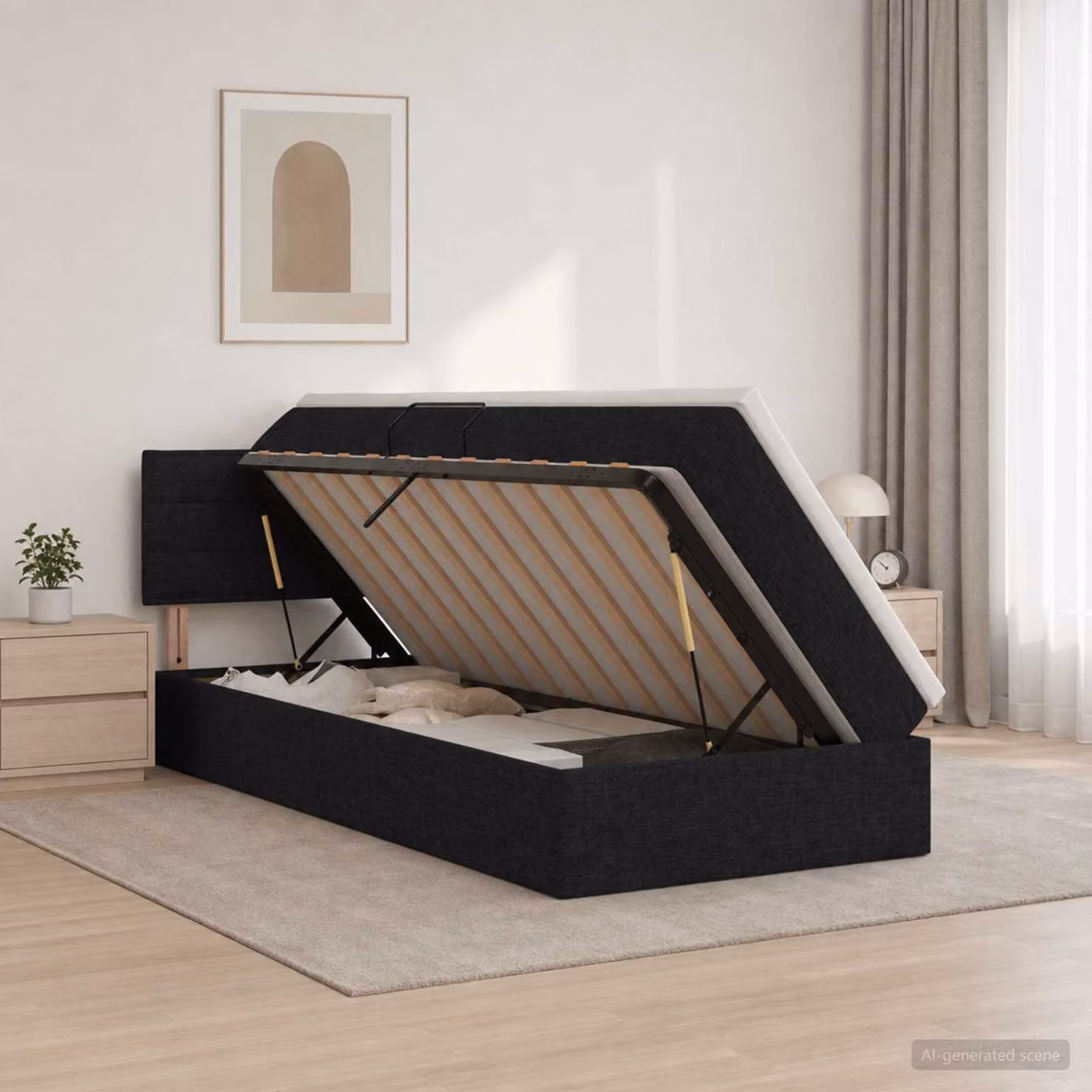 Letto con contenitore e materasso vidaXL in velluto nero L 90 cm x P 200 cm