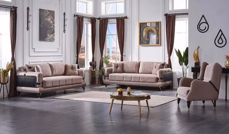 Sofagarnitur 3+3+1 Sitzer Modern Komplett Set Polster Luxus Couchgarnitur