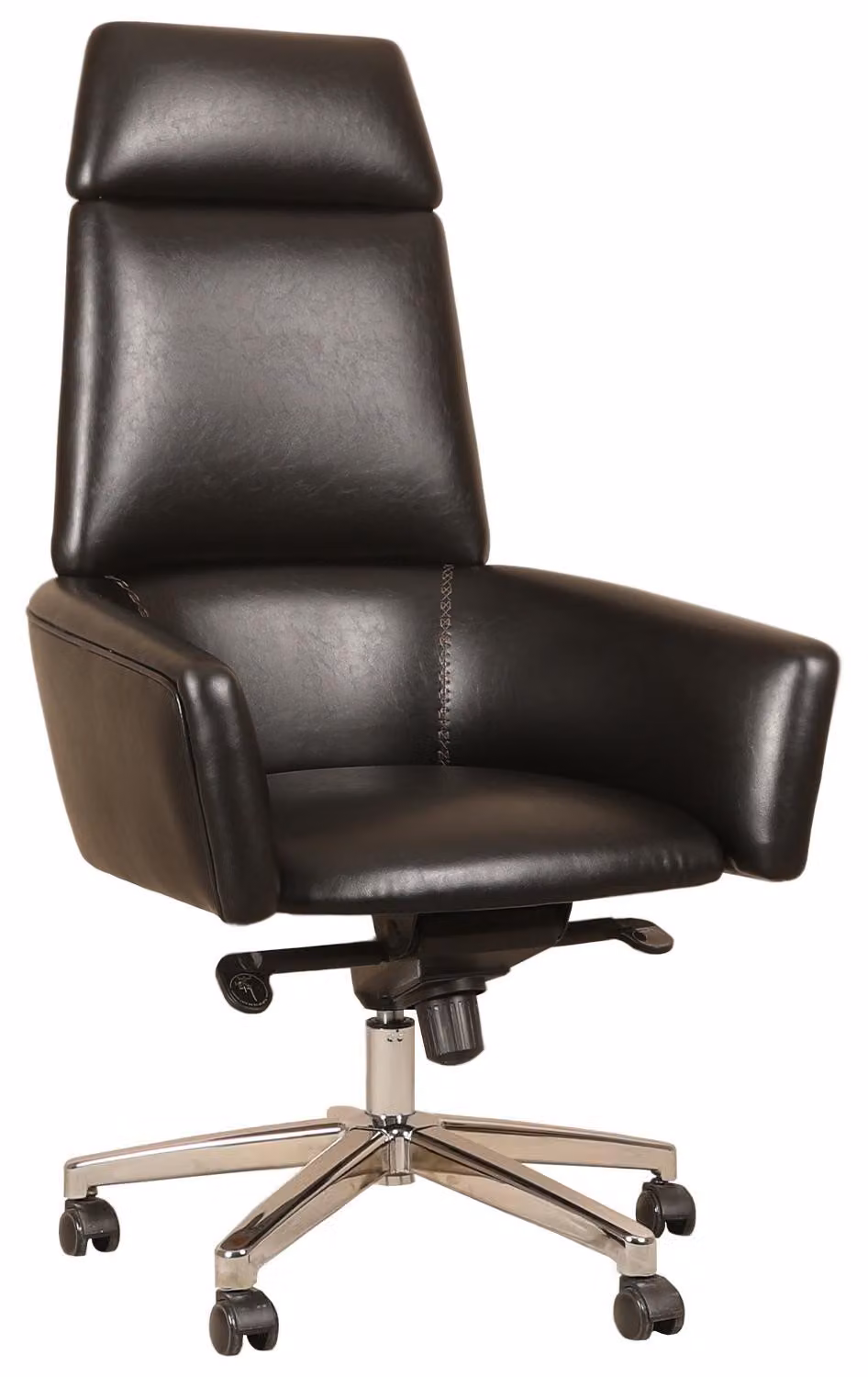 Schwarzer ergonomischer Bürostuhl aus Kunstleder im modernen Design