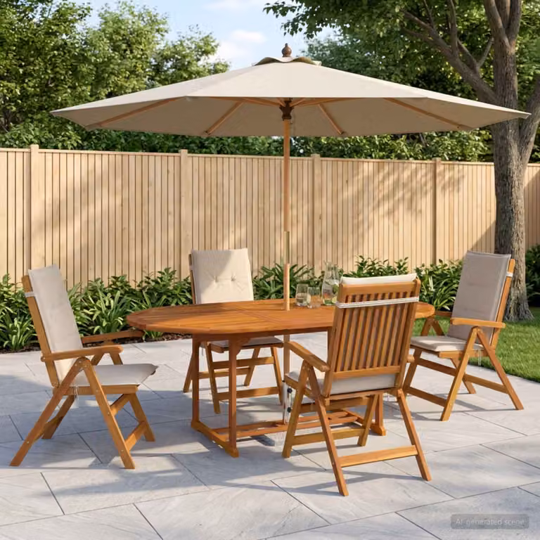 Set da pranzo da giardino vidaXL in legno di acacia naturale composto da 5 pezzi