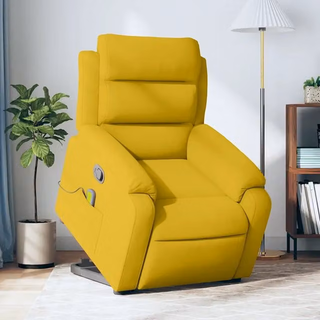 Poltrona Alzapersona Reclinabile con Massaggio vidaXL in Velluto Giallo – 1