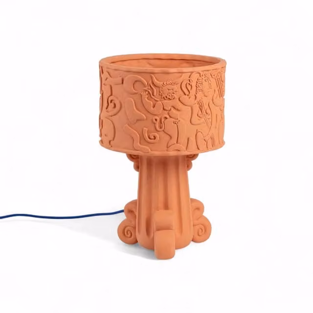 Lampada da tavolo da esterno Seletti Magna Graecia DEA in ceramica marrone con luce LED bianco caldo