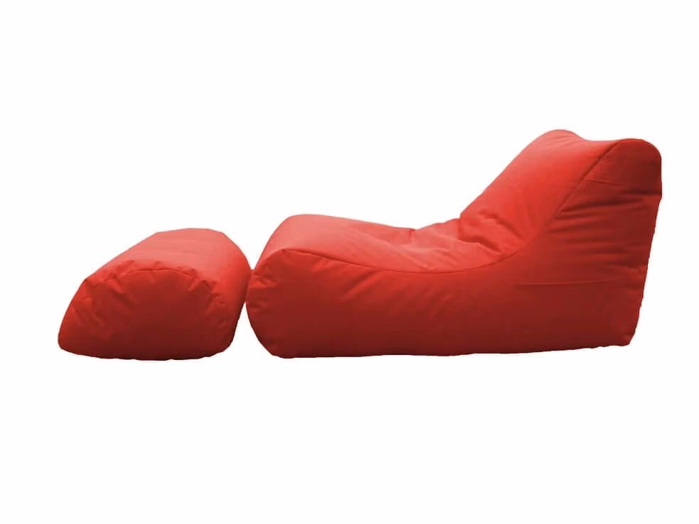 Poltrona Chaise Longue con Pouf e Poggiapiedi Avalli Rossa in Poliestere – 2