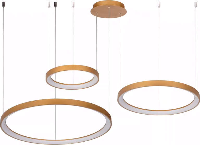 Lampada a sospensione a triplo anello in oro VIDAL LED 120W Lucide