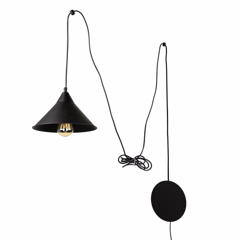 Lampada a sospensione nera con spina design moderno 4,9m E27 flessibile FLEXIO tavolo da pranzo letto soggiorno lampada