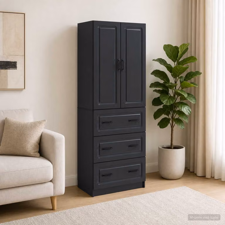 Set di 2 armadi moderni vidaXL con ante scorrevoli in nero opaco, L: 66 cm, P: 34,5 cm, H: 87 cm