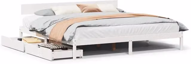 Letto matrimoniale | Letto per adulti | Letto senza Materasso Bianco 180x200 cm Legno Massello di Pino