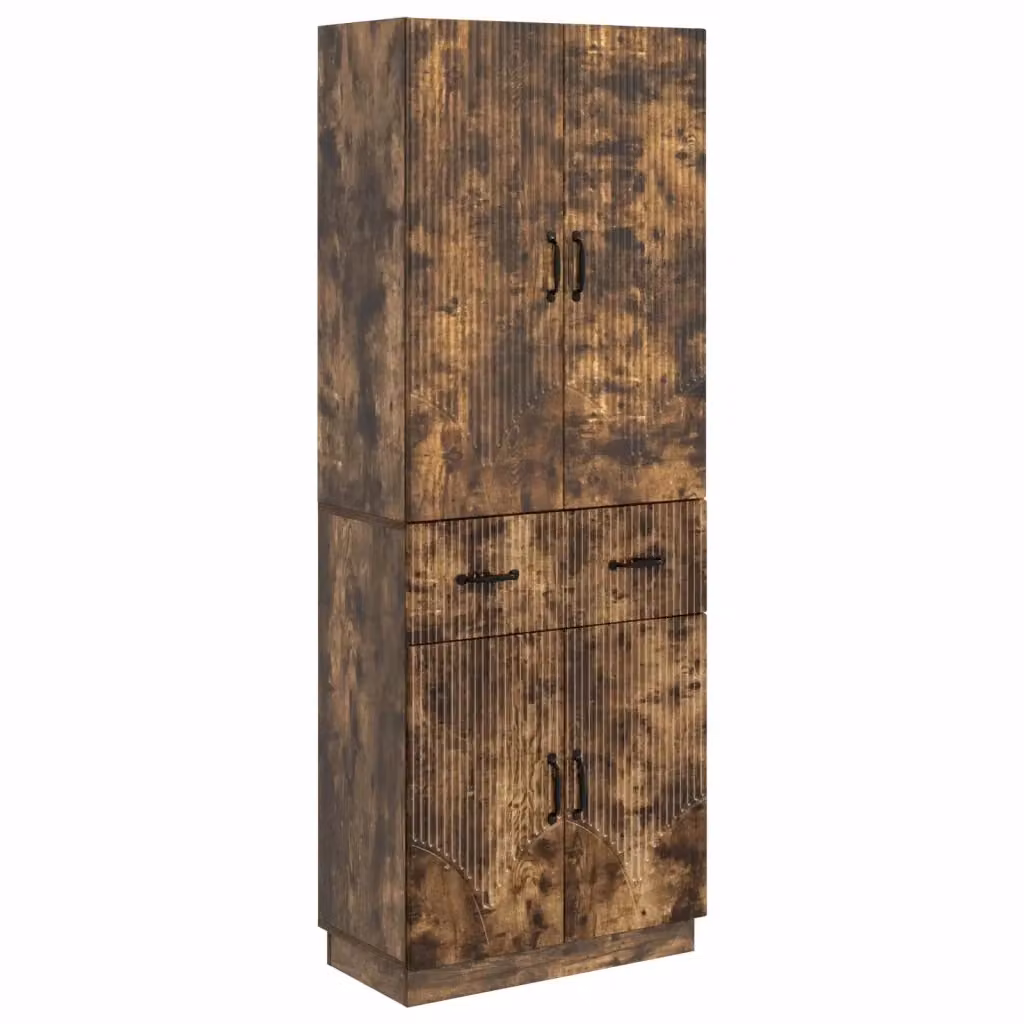 Set di 2 armadi moderni vidaXL in legno e MDF color rovere fumo con ante a battente e cassetti per camera da letto o soggiorno – 2