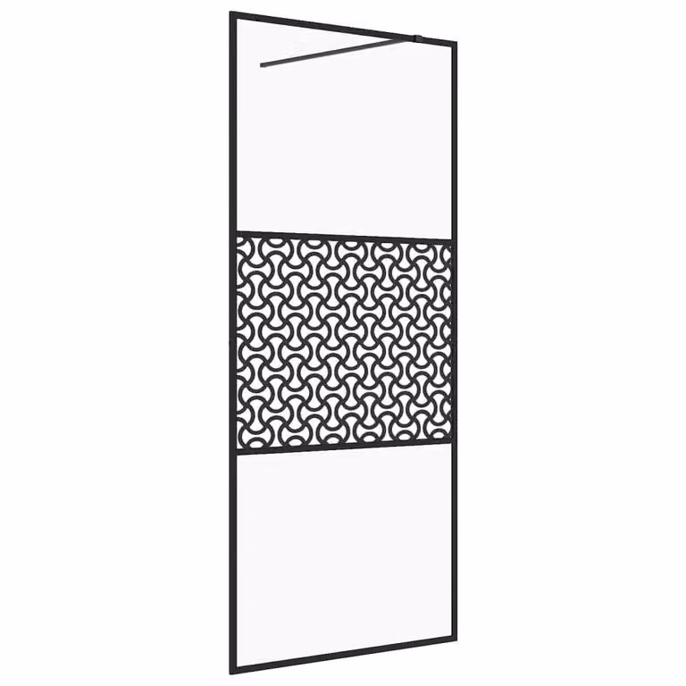 Parete per Doccia Walk-in Vetro Trasparente ESG 80x195 cm Nera