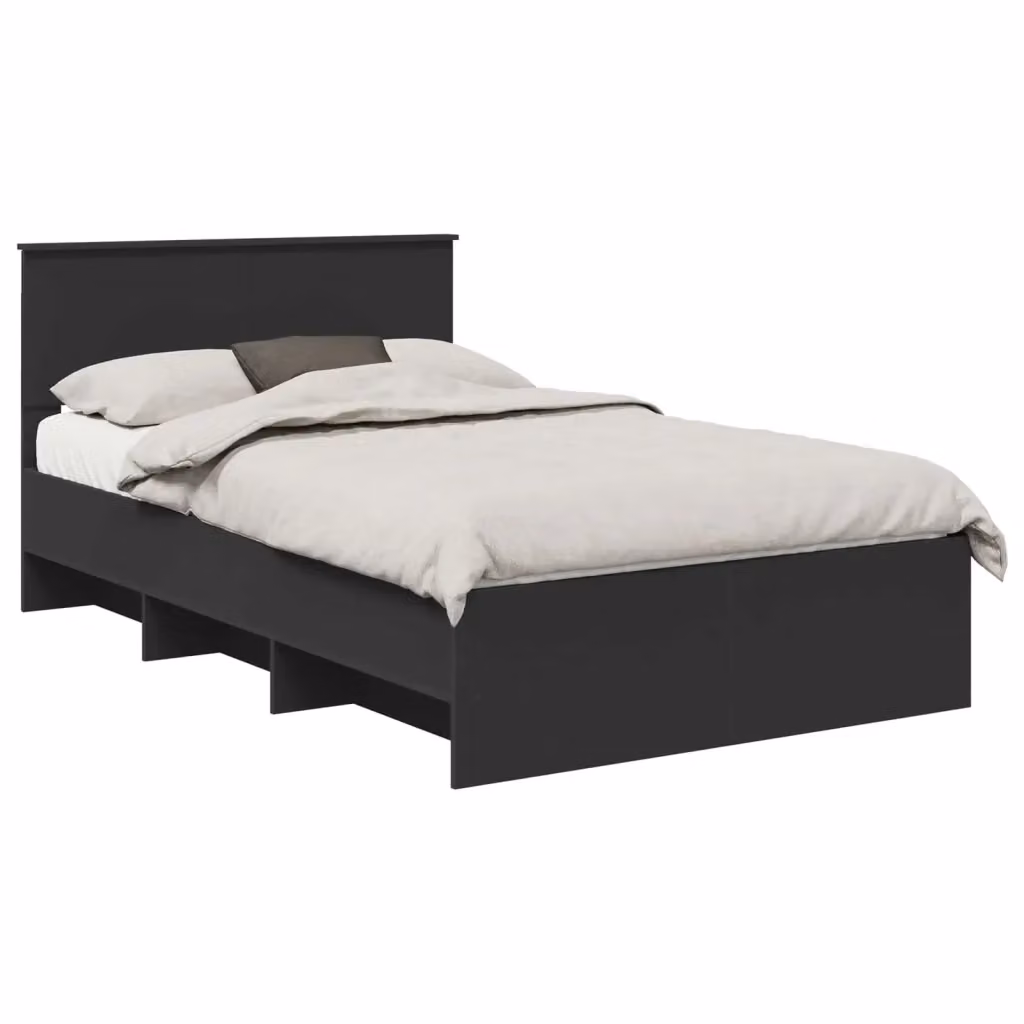 Struttura letto moderno vidaXL in legno multistrato nero L/P/H: 120 x 200 x 123 cm – 2