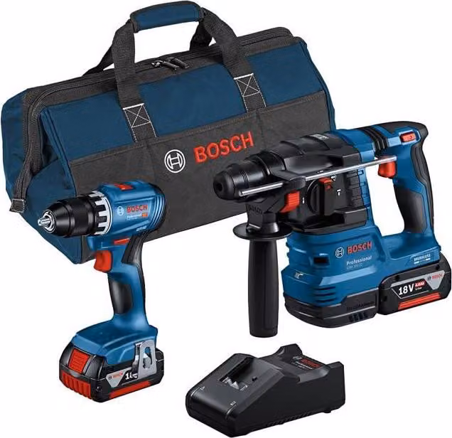 Kit combinato Bosch GSR 18V-45 + GBH 18V-22, batteria 4,0 Ah, trapano avvitatore a percussione