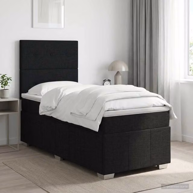 Letto box spring con materasso vidaXL in tessuto nero e bianco, L/P/H: 200 x 90 x 46 cm – 1