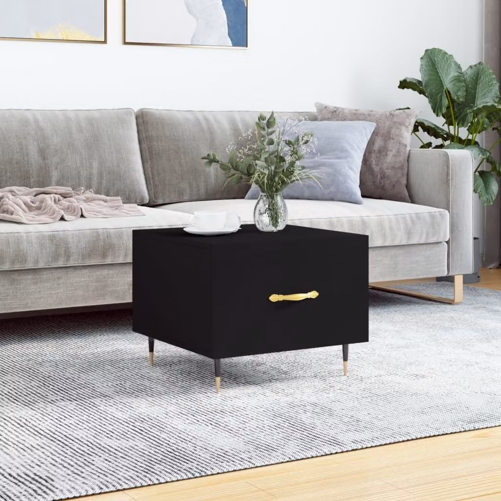 Tavolino The Living Store nero 50x50x40 cm in materiale ligneo