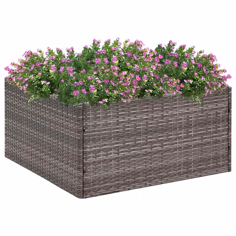 Fioriera da giardino vidaXL in polyrattan grigia L 80 cm x P 80 cm x H 40 cm