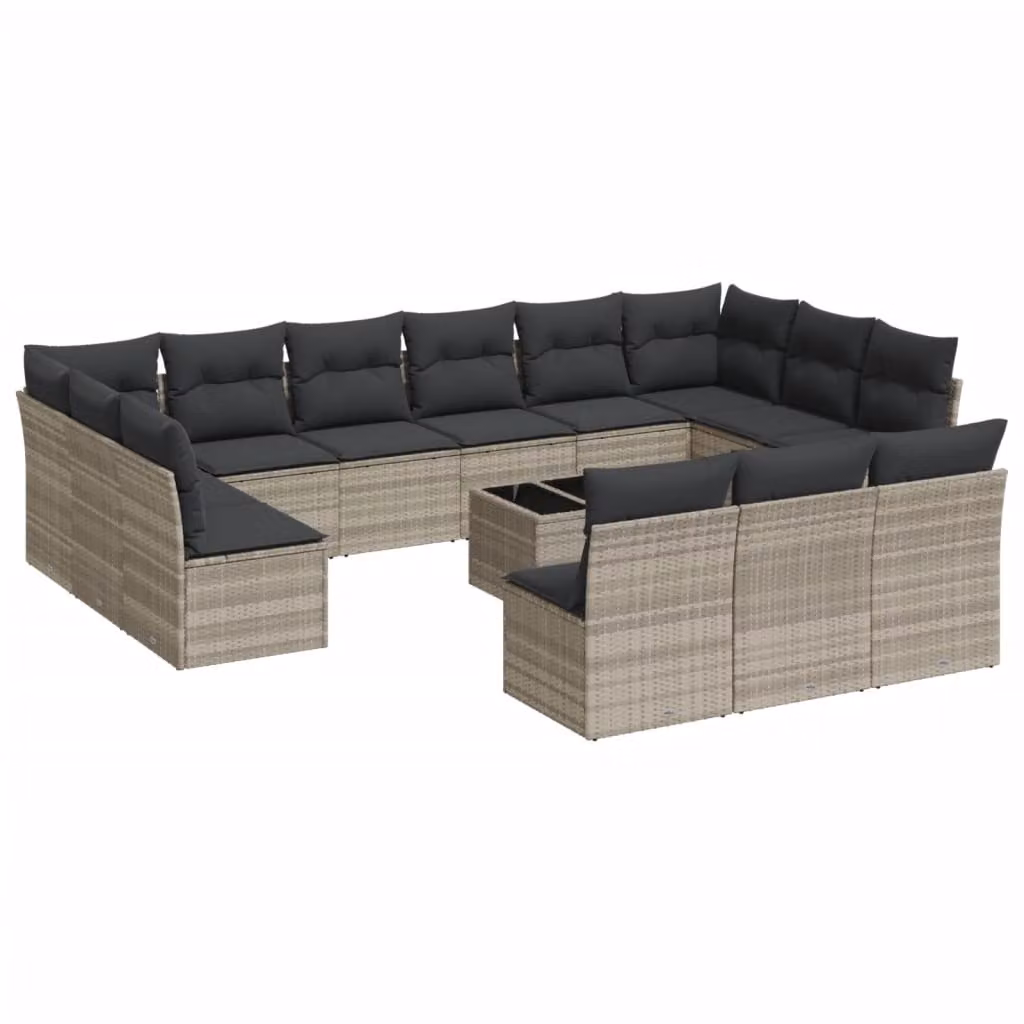 Set Divani da Giardino 14pz con Cuscini in Polyrattan