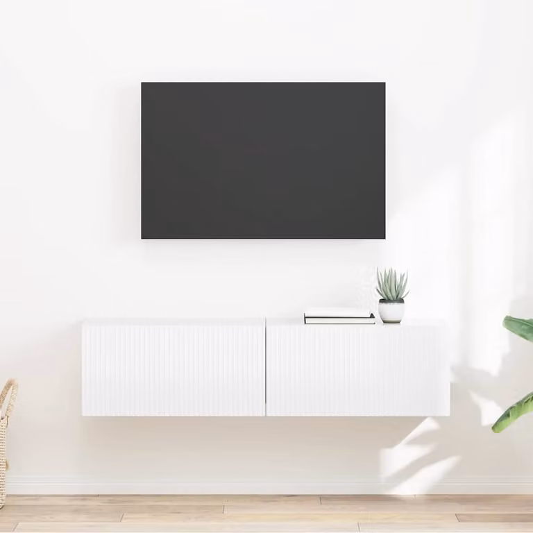 Set di 2 mobili TV da parete vidaXL in legno MDF bianco lucido, design moderno per il tuo soggiorno, L: 60,0 cm, P: 31,0 cm, H: 29,5 cm