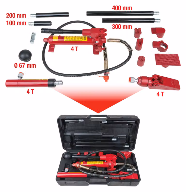 KS Tools Set di utensili idraulici di livellamento per autoveicoli, 4 t