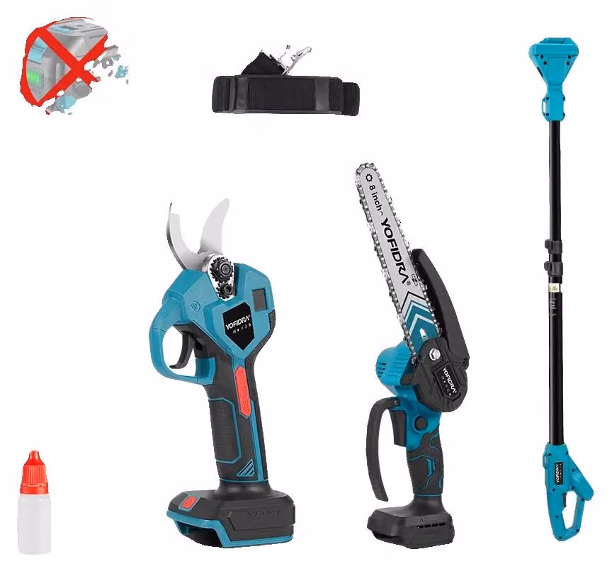 Troncatrice a catena elettrica, motore brushless, asta telescopica, set da 32 mm, 8 pollici