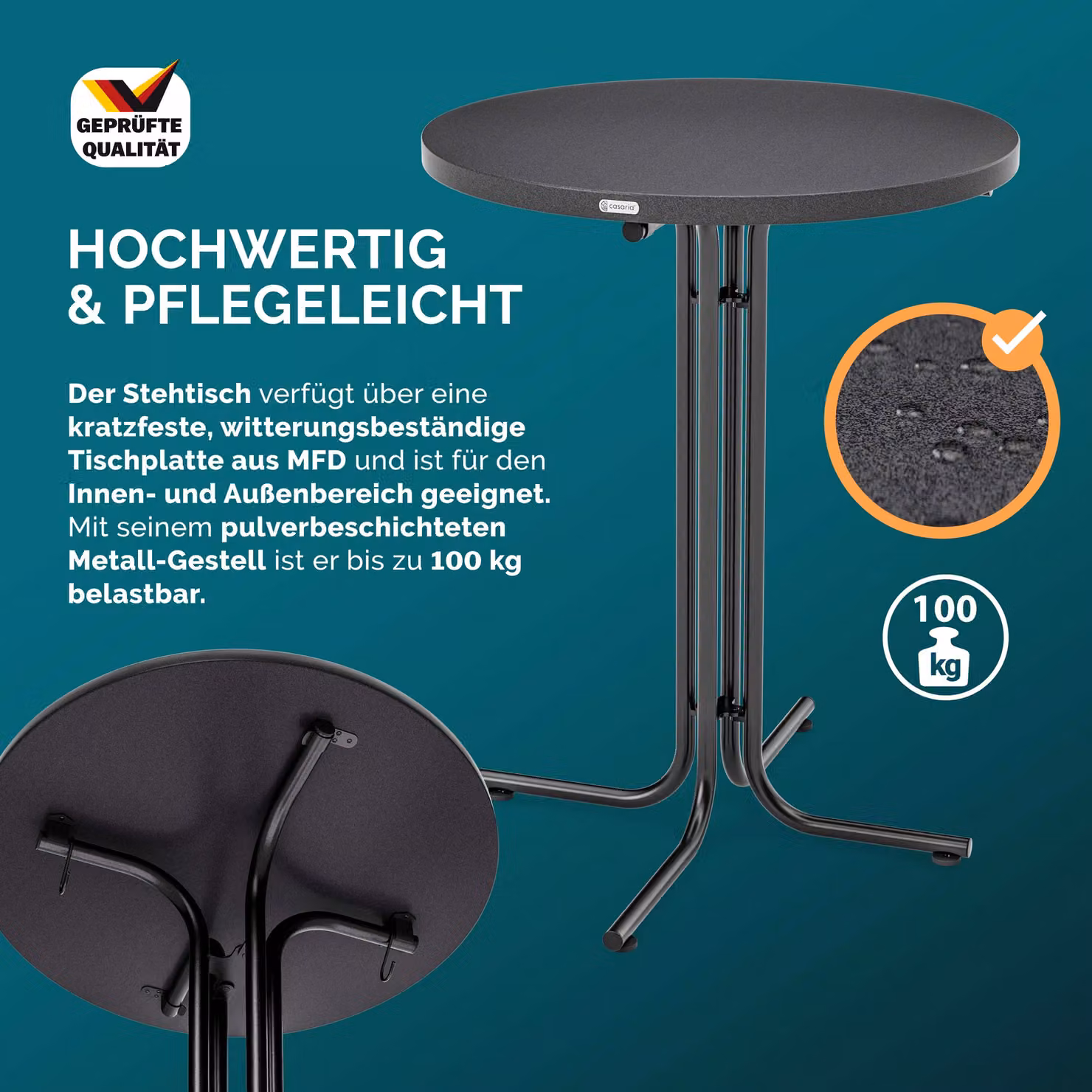 Set Tavolo Bar Casaria con Copritavolo, Grigio e Nero, L: 110 cm, P: 70 cm, H: 100 cm e Copritavolo Ø: 70 cm – 2