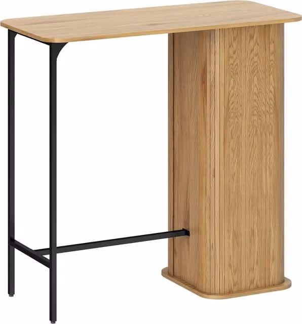 HOMCOM Tavolo da Bar in Legno Naturale e Metallo con 3 Ripiani Portaoggetti, L 112 cm x P 50 cm x H 106 cm, Colore Marrone