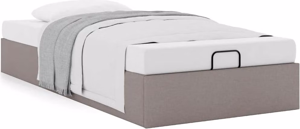 Struttura Letto Pouf senza Materasso Tortora 100x200cm Tessuto
