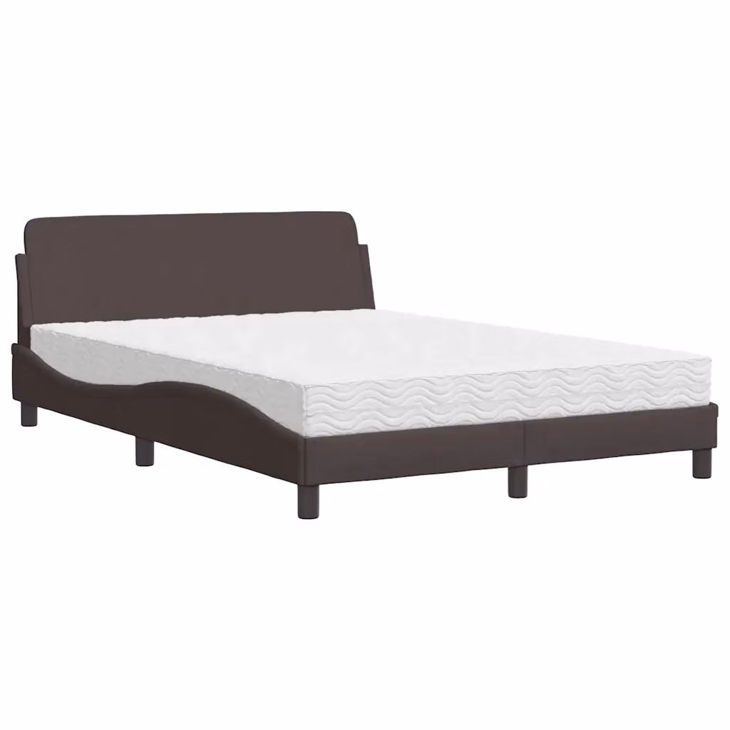 Letto con Materasso Dover vidaXL in Tessuto Marrone e Bianco L/P/H: 140 x 200 cm – 2